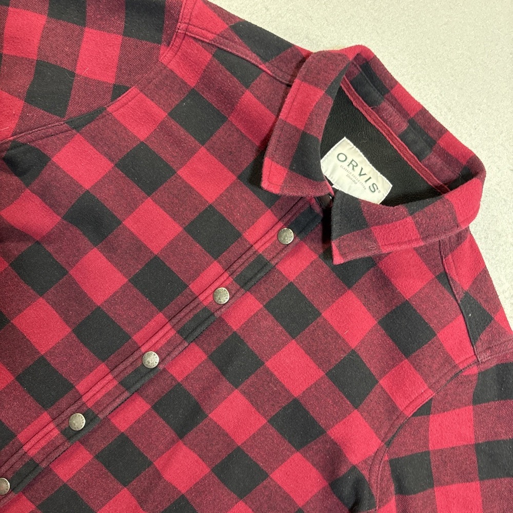 Orvis Red & Black Buffalo Plaid Jacket‎ Women's XL Fleece Lined Shacket Classic